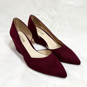 Kenneth Cole Reaction Wine Red Faux Suede Heels Wedge New Women’s Sz 6.5